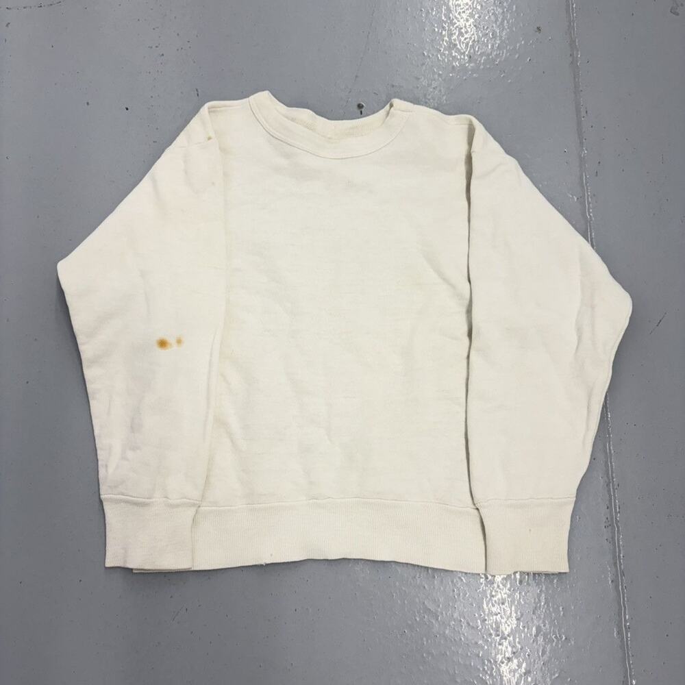 Vintage 50s 60s White Blank Cotton Boxy Sweatshirt